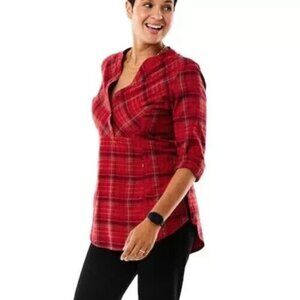 ROYAL ROBBINS Womens Light Flannel Shirt Top Size Medium Red Plaid Cotton Modal